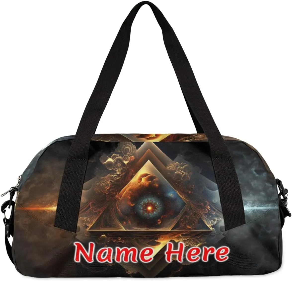 Custom Name Small Kids Overnighter Duffle Bag for Boys Girls Galaxy Mystery Sun Personalized Lightweight Gym Sports Duffle Bag Travel Weekender Tote Carry on Bag Customized Kids Gifts