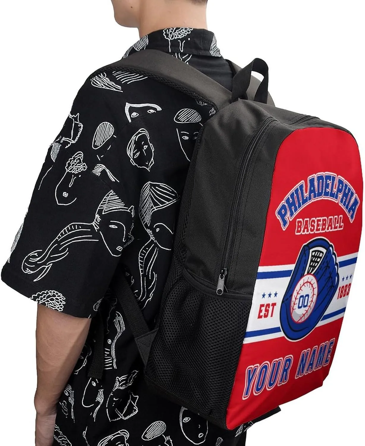 Custom Philadelphia Backpack Gift for Men Women Boy, Personalized Name Number Shoulder Bag for School Travel Daypack