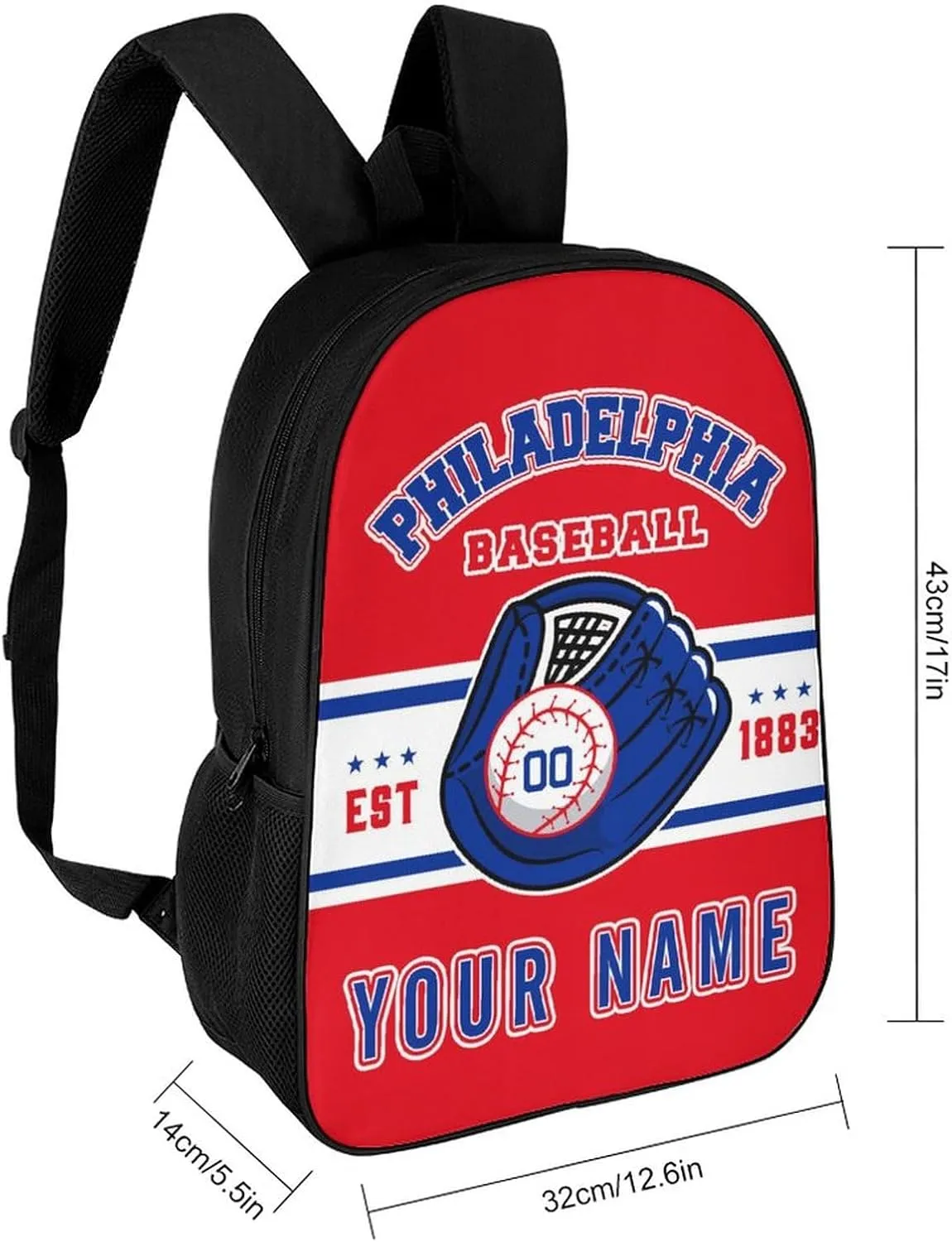 Custom Philadelphia Backpack Gift for Men Women Boy, Personalized Name Number Shoulder Bag for School Travel Daypack