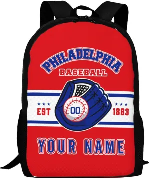 Custom Philadelphia Backpack Gift for Men Women Boy, Personalized Name Number Shoulder Bag for School Travel Daypack