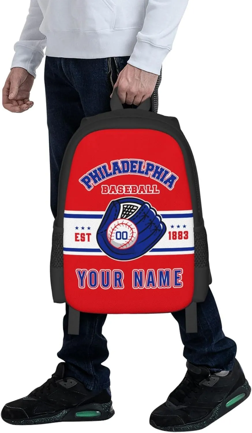 Custom Philadelphia Backpack Gift for Men Women Boy, Personalized Name Number Shoulder Bag for School Travel Daypack
