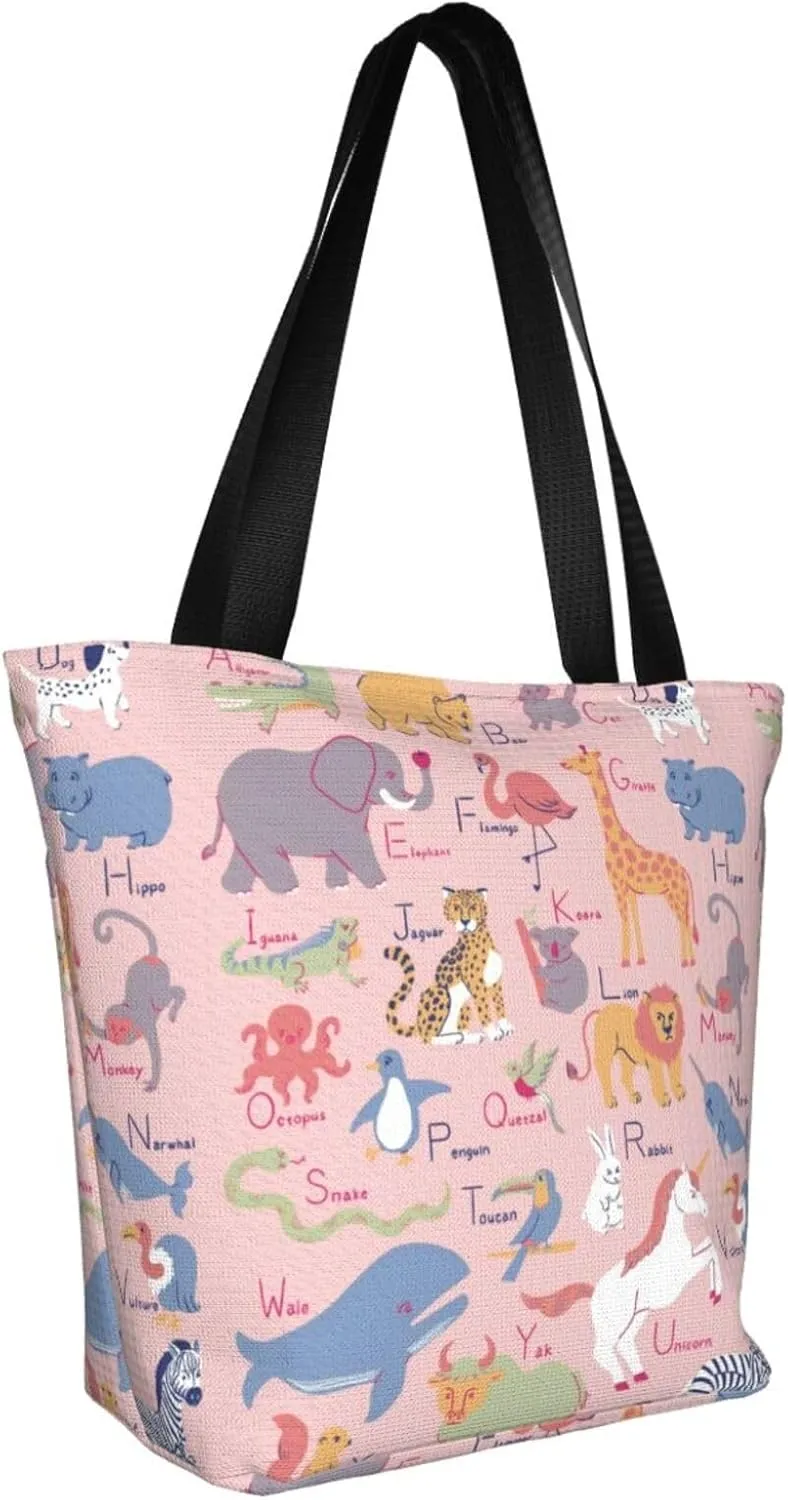 Cute Automobile Doodle Excavator Truck Women's Tote Bag Lightweight Shopping Handbag Travel Shoulder Bag With Zipper