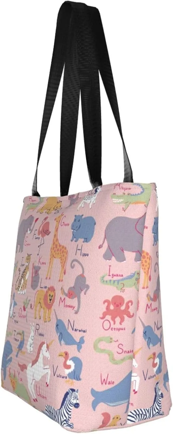 Cute Automobile Doodle Excavator Truck Women's Tote Bag Lightweight Shopping Handbag Travel Shoulder Bag With Zipper