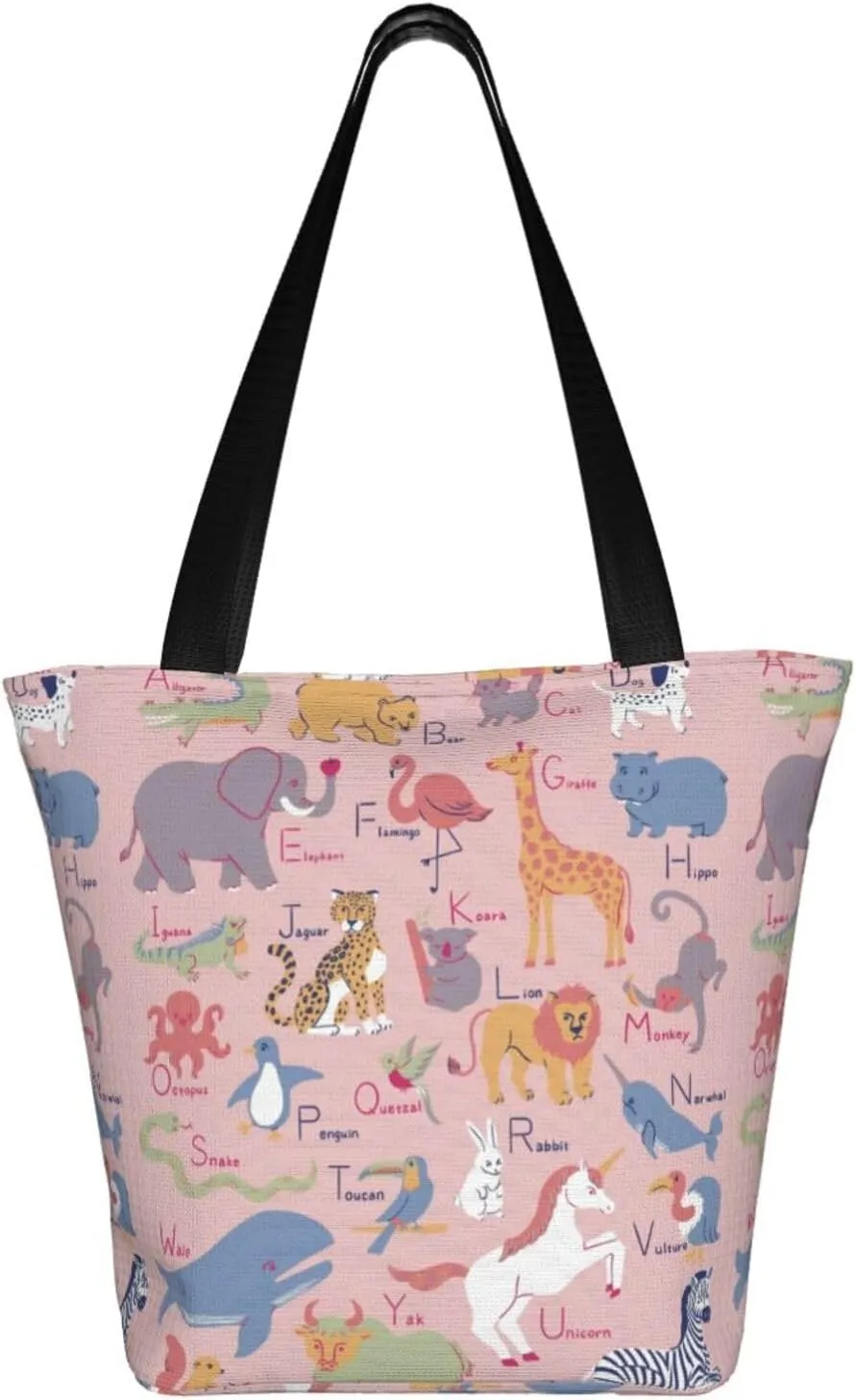 Cute Automobile Doodle Excavator Truck Women's Tote Bag Lightweight Shopping Handbag Travel Shoulder Bag With Zipper