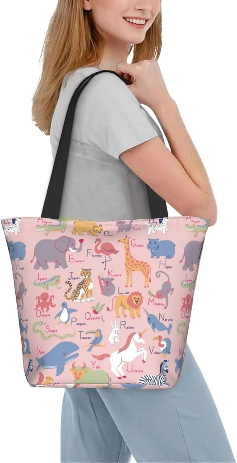 Cute Automobile Doodle Excavator Truck Women's Tote Bag Lightweight Shopping Handbag Travel Shoulder Bag With Zipper