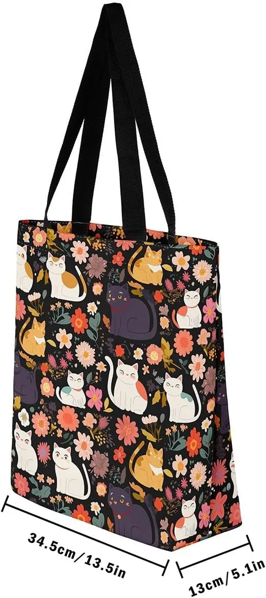 Cute Axolotl Canvas Tote Bag Rainbow Axolotls Shoulder Bag,Ocean Nautical Sea Animal Reusable Grocery Shoulder Bag