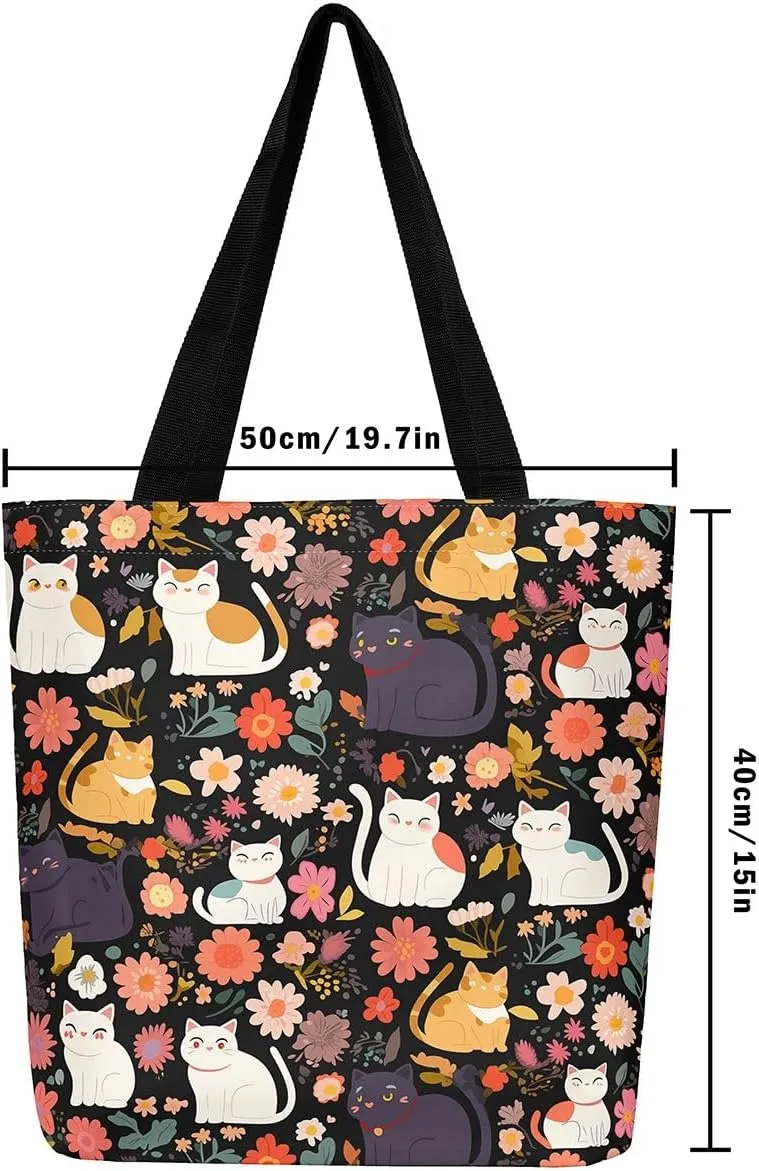 Cute Axolotl Canvas Tote Bag Rainbow Axolotls Shoulder Bag,Ocean Nautical Sea Animal Reusable Grocery Shoulder Bag