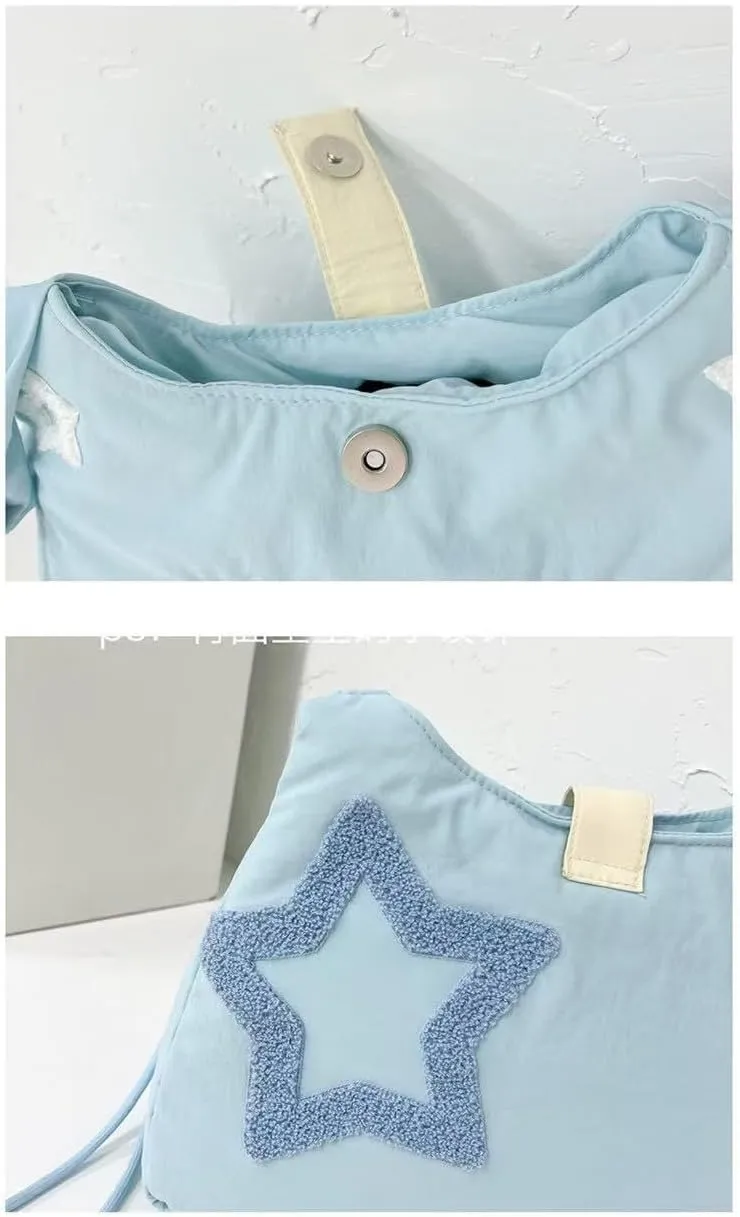 Cute Cat Messenger Bag Tote Bag Funny Crossbody Bag for Women Japanese Cartoon Purse (Blue)