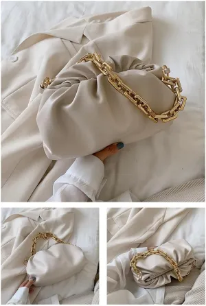 Cute Crossbody Handbag for Women, Crossbody Bag Kawaii Puffy Shoulder Handbags Fashion Puff Sling Purse Shoulder Bag (white)