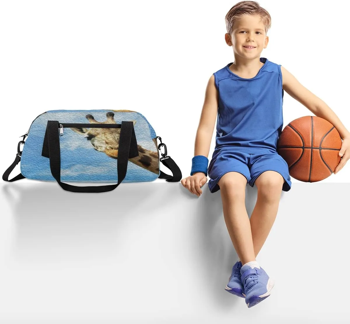 Cute Funny Giraffe Kids Duffel Bag for Girls Boys Teens, Giraffe Oil Painting Dance Bag Overnight Small Duffel Bag Carry On Weekend Sports Gym Travel Bag for School Practice Gymnastics Ballet