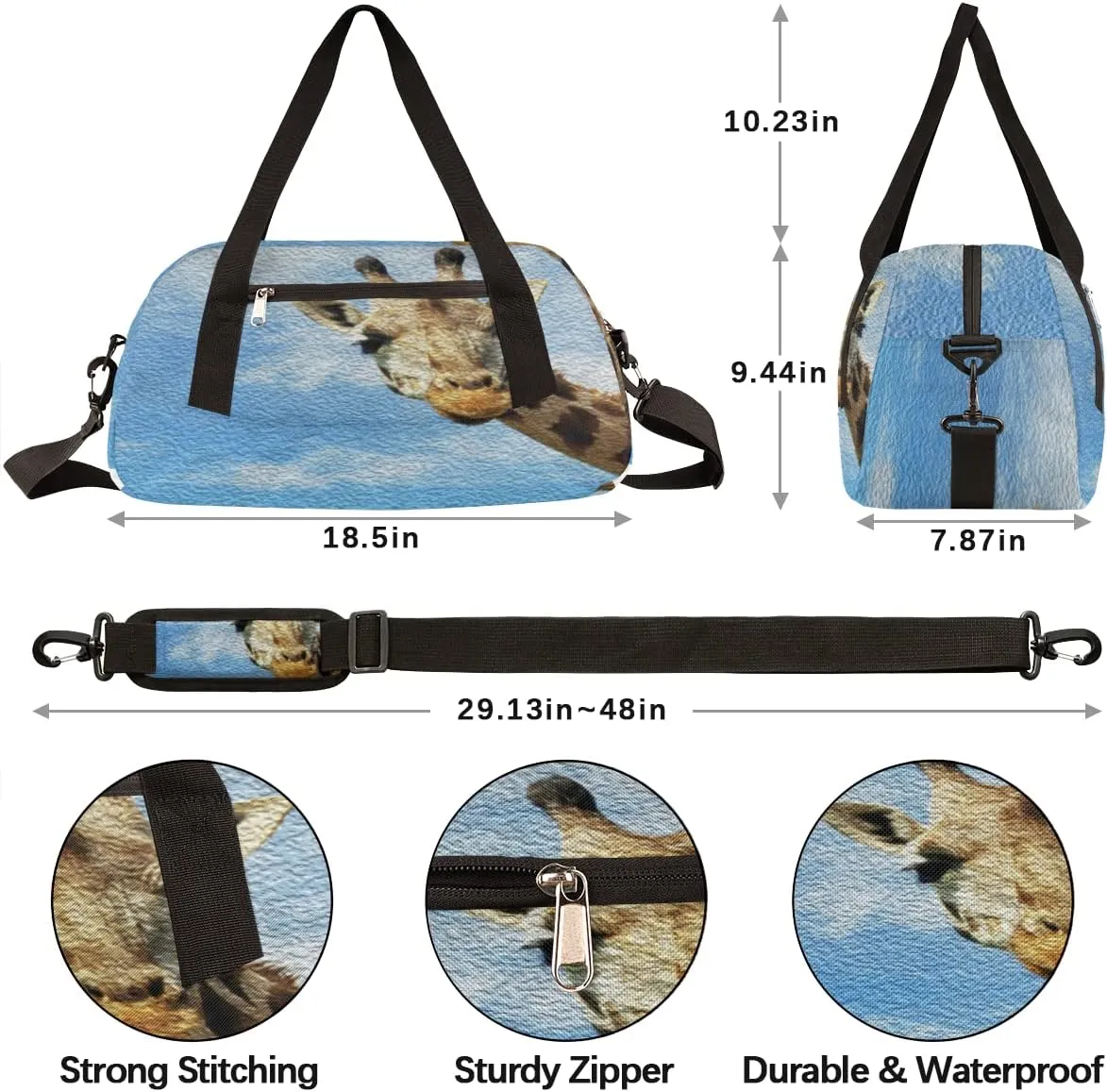 Cute Funny Giraffe Kids Duffel Bag for Girls Boys Teens, Giraffe Oil Painting Dance Bag Overnight Small Duffel Bag Carry On Weekend Sports Gym Travel Bag for School Practice Gymnastics Ballet
