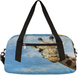 Cute Funny Giraffe Kids Duffel Bag for Girls Boys Teens, Giraffe Oil Painting Dance Bag Overnight Small Duffel Bag Carry On Weekend Sports Gym Travel Bag for School Practice Gymnastics Ballet