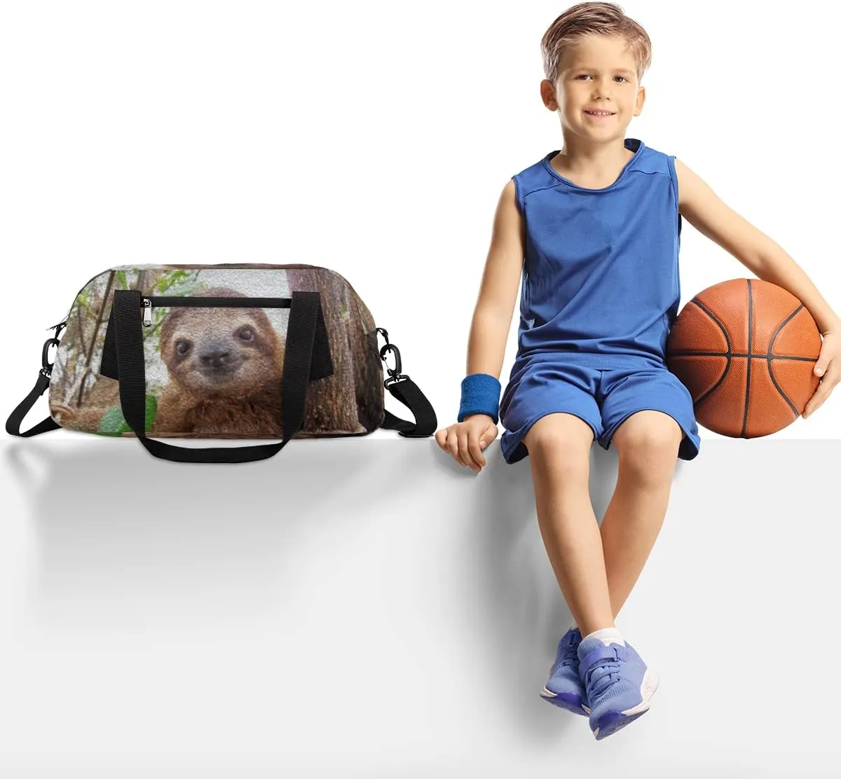 Cute Funny Sloth Kids Duffel Bag for Girls Boys Teens, Sloth Oil Painting Dance Bag Overnight Small Duffel Bag Carry On Weekend Sports Gym Travel Bag for School Practice Gymnastics Ballet