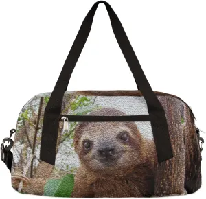Cute Funny Sloth Kids Duffel Bag for Girls Boys Teens, Sloth Oil Painting Dance Bag Overnight Small Duffel Bag Carry On Weekend Sports Gym Travel Bag for School Practice Gymnastics Ballet