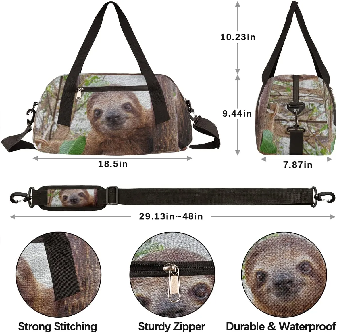 Cute Funny Sloth Kids Duffel Bag for Girls Boys Teens, Sloth Oil Painting Dance Bag Overnight Small Duffel Bag Carry On Weekend Sports Gym Travel Bag for School Practice Gymnastics Ballet