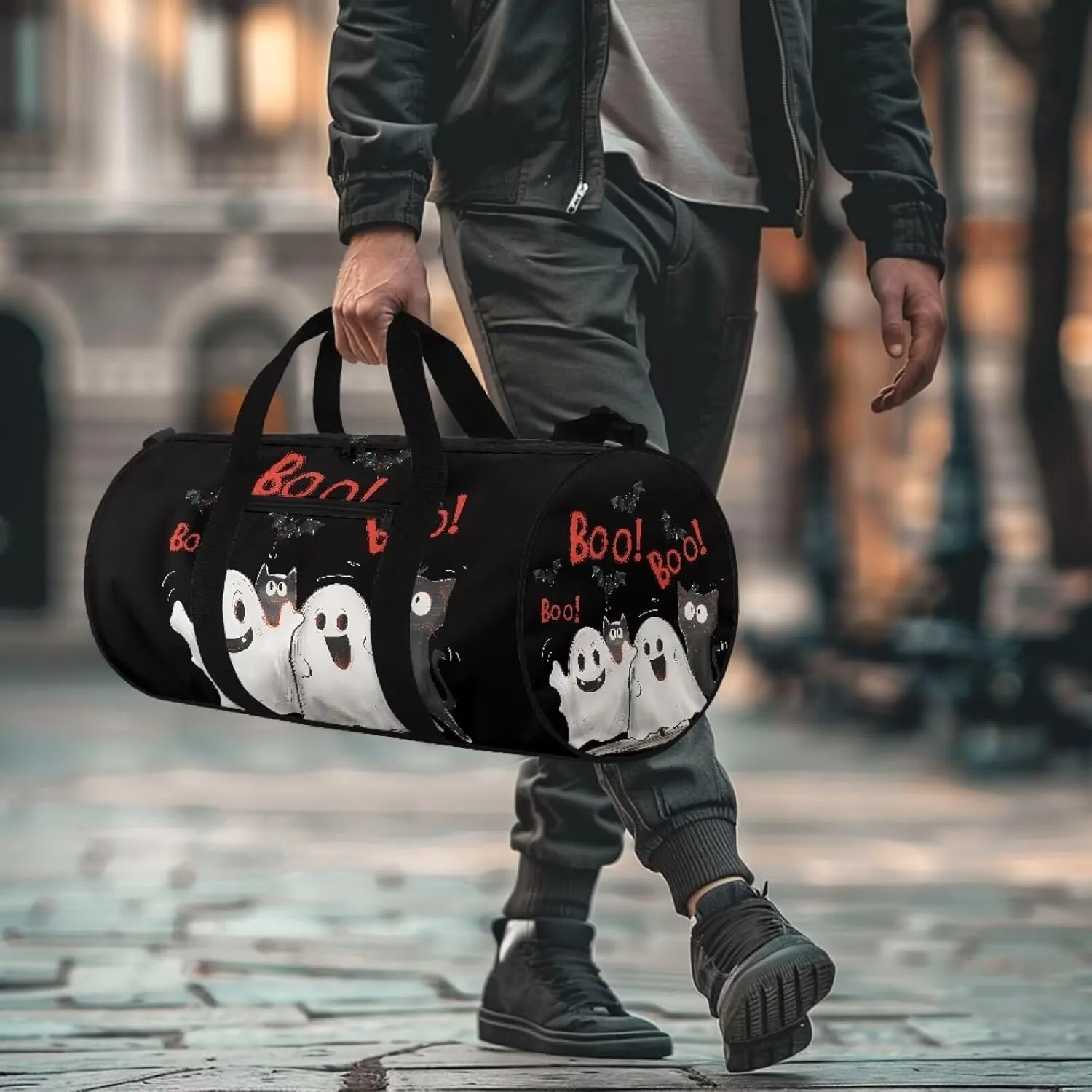 Cute Ghost Duffle Bag for Travel Ghost Travel Bags for Women Mens Gym Carry on Duffel Bags Zipper Sports Equipment Organizer for Gym Sports Yoga Bag Waterproof Weekender Bag