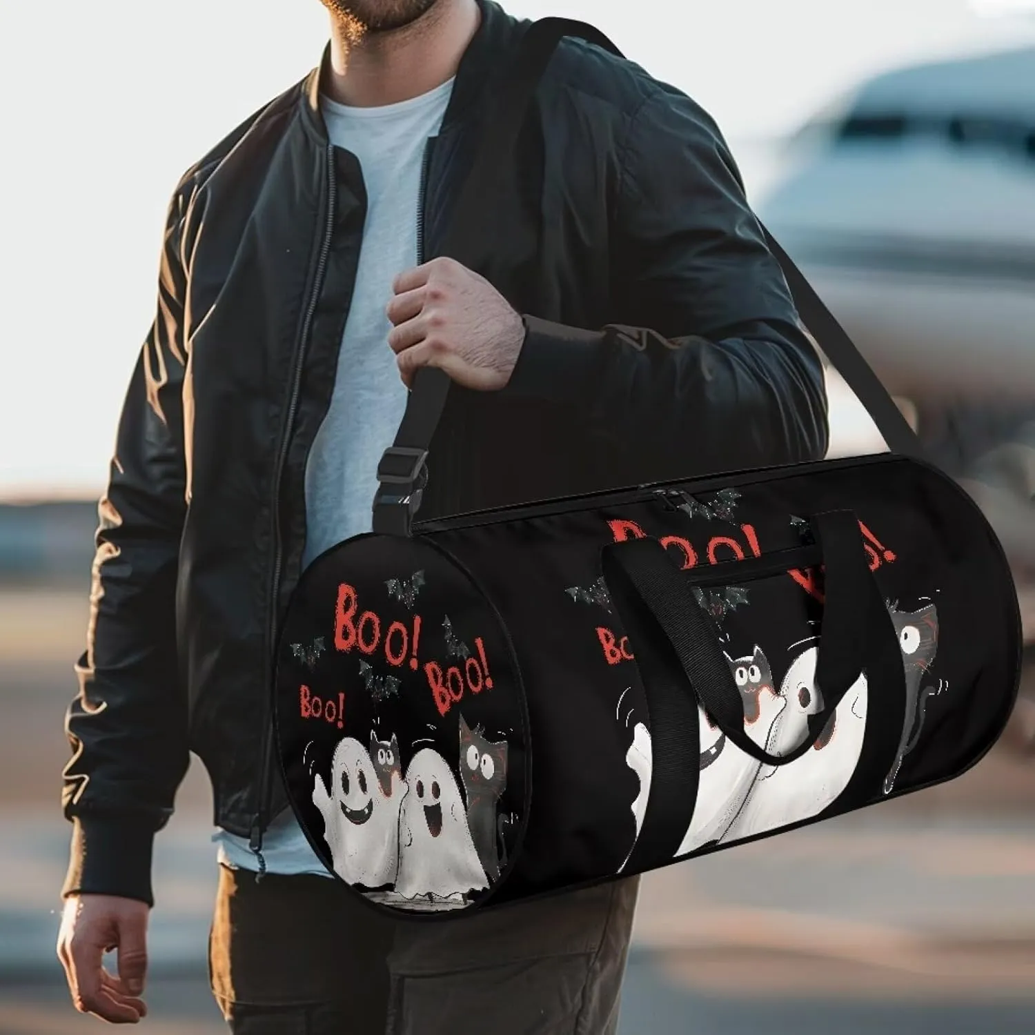 Cute Ghost Duffle Bag for Travel Ghost Travel Bags for Women Mens Gym Carry on Duffel Bags Zipper Sports Equipment Organizer for Gym Sports Yoga Bag Waterproof Weekender Bag