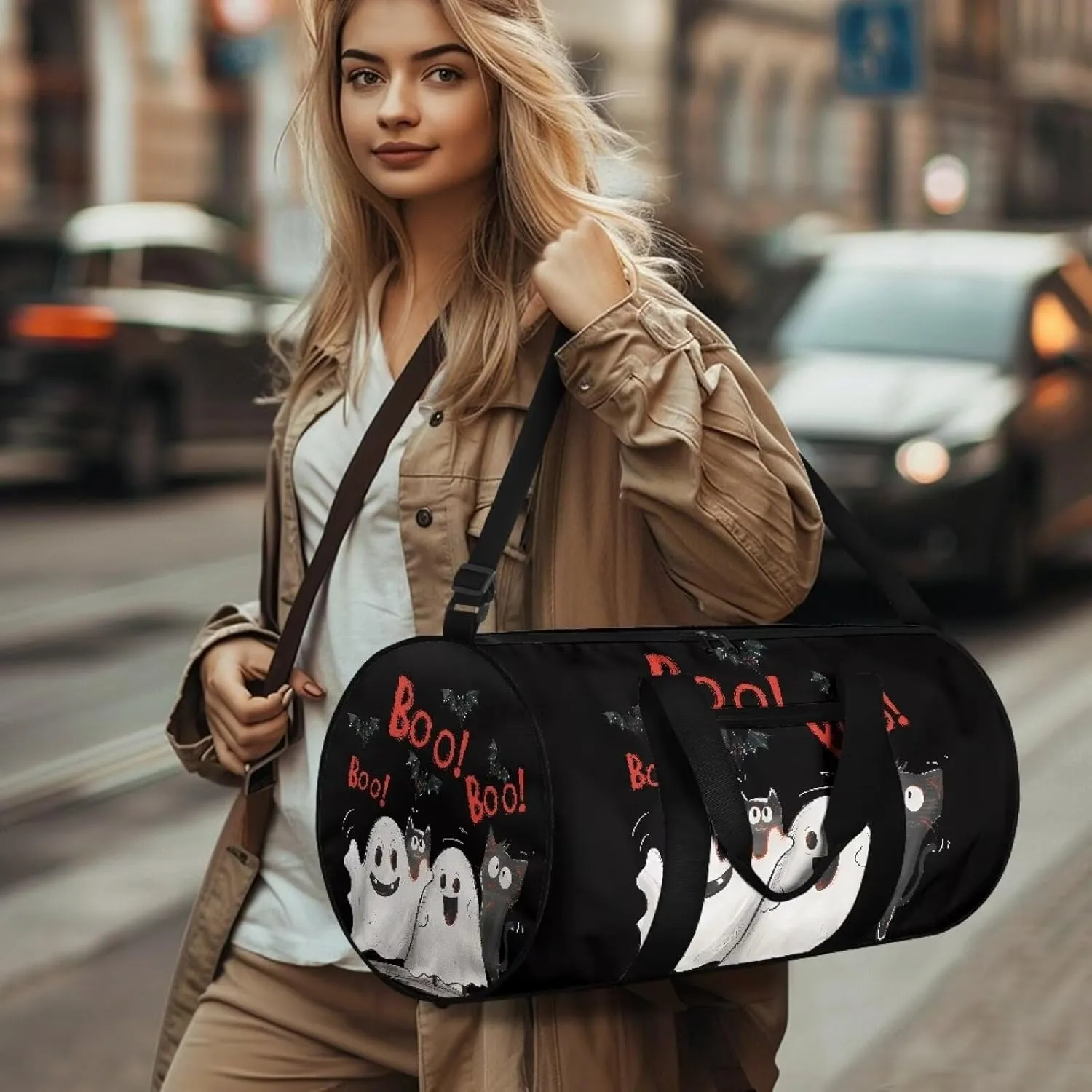Cute Ghost Duffle Bag for Travel Ghost Travel Bags for Women Mens Gym Carry on Duffel Bags Zipper Sports Equipment Organizer for Gym Sports Yoga Bag Waterproof Weekender Bag