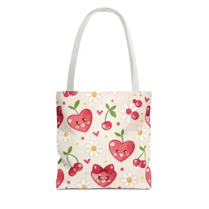 Cute Heart & Cherry Tote Bag – Perfect for Everyday Use and Gifts