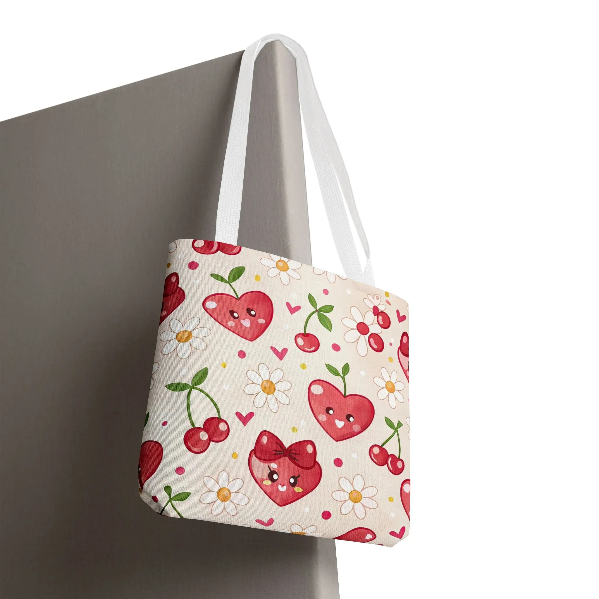 Cute Heart & Cherry Tote Bag – Perfect for Everyday Use and Gifts