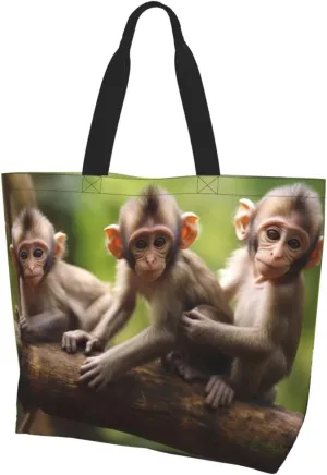Cute Little Monkeys printed Reusable Shoulder bag Shopping Bag Fashion Handbag