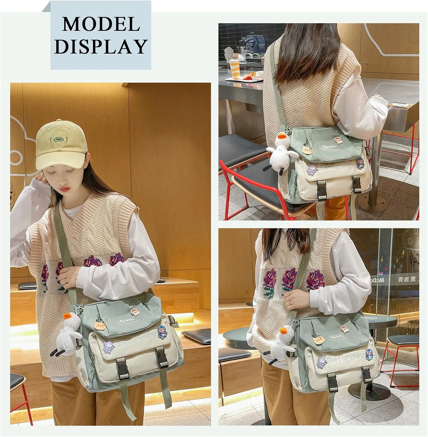 Cute Messenger Bag, Crossbody Bags for Women Kawaii Messenger Bags Purses