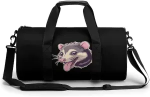 Cute Opossum with Tongue Out Compact Gym Bag Travel Duffel Bags Lightweight Foldable Sports Tote Gymbag