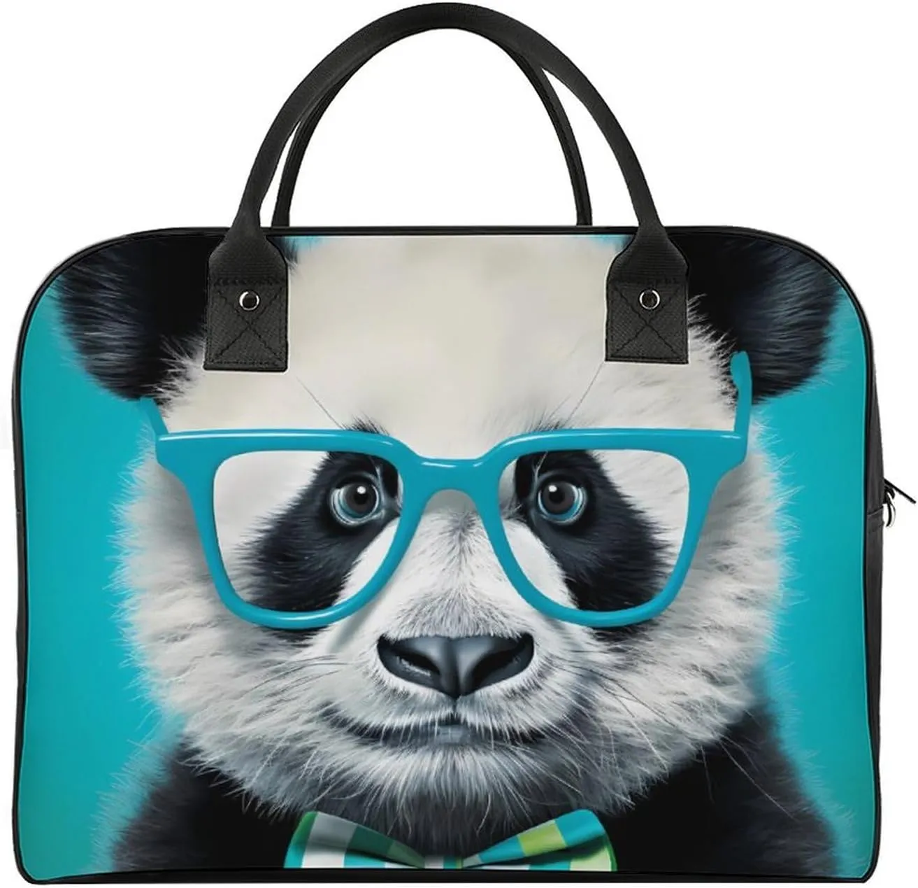 Cute Panda in Glasses Travel Duffel Bag Weekender Overnight Shoulder Bags Luggage Carrying Tote for Men Women