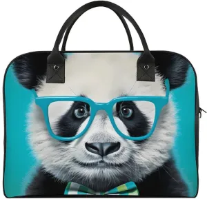 Cute Panda in Glasses Travel Duffel Bag Weekender Overnight Shoulder Bags Luggage Carrying Tote for Men Women