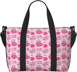 Cute Pig With Tea Cup Balloon Large Laptop Tote Travel Work Bag For Women Men Gym Beach Bag For Women Crossbody Carry On Shoulder Bag With Compartments Zipper,Overnight Weekender Bags