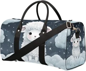 Cute Sheep Travel Duffel Bag for Women Men Waterproof Foldable Overnight Weekender Bag Large Capacity Sports Gym Bag