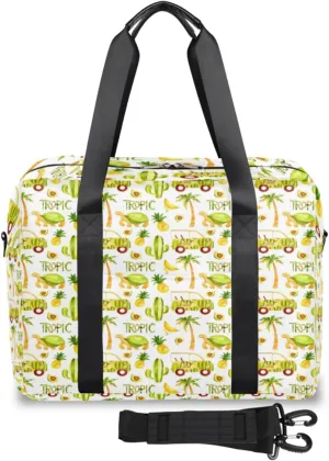 Cute Tropic Animals Weekender Bag, Waterproof Travel Duffel Bags, Overnight Bags for Women, Duffel Bag with Trolley Sleeve, for Men Travel Business Gym Gift