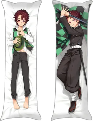 Dakimakura Anime Chainsaw Man Japanese Hugging Body Pillow Case, Double-Sided Print Bedding Decorative Pillowcase,Throw Pillow Cover Peach Skin (19"x59"/50x150cm) (Kamado Tanjirou)