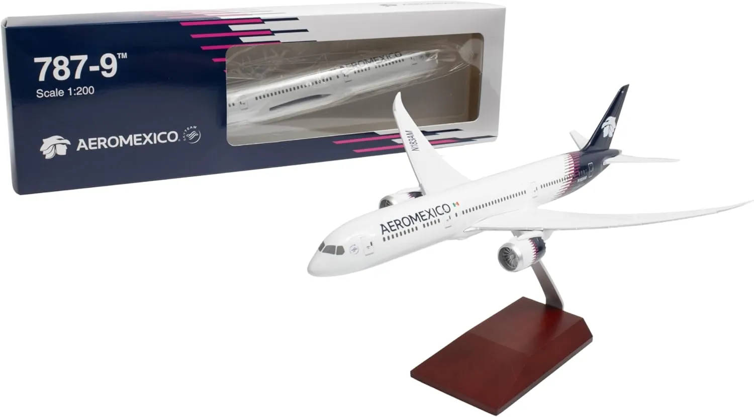 Daron Aeroméxico 787-9 1/200 Collectible Injection-Molded Plastic Airplane Model with Plastic Display Stand for Ages 14 