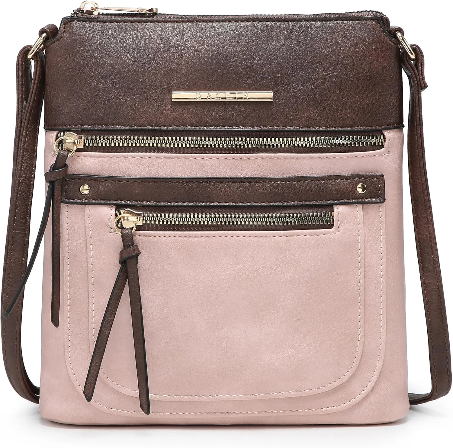 Dasein Crossbody Purse for Women Vegan Leather Shoulder Handbags Messenger Bags with Multi Zipper Pockets