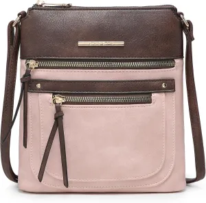 Dasein Crossbody Purse for Women Vegan Leather Shoulder Handbags Messenger Bags with Multi Zipper Pockets