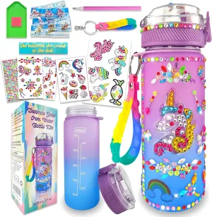 Decorate Unicorn Water Bottle Decorating Kit - Fun & Creative Arts and Crafts Gift for Girls Ages 5-12 Make hydration magical and creativity boundless with this Unicorn Water Bottle Decorating Kit!