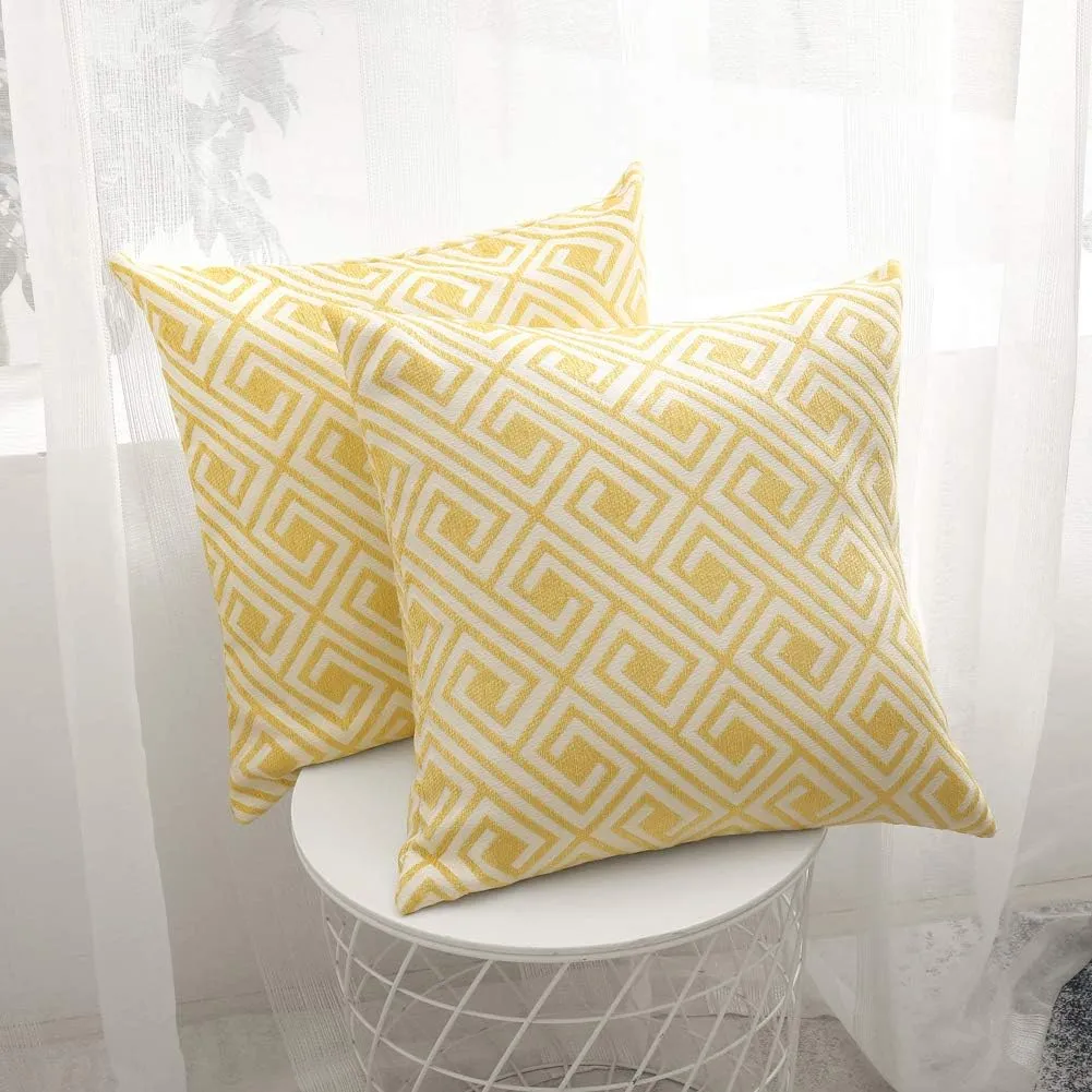 Decorative Throw Pillow Covers Cushion Covers for Couch Bedroom Car Throw Pillow Cases Protectors 100% Cotton Pack of 2 Square Home Decor Design Set Cushion Case