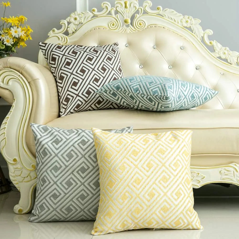Decorative Throw Pillow Covers Cushion Covers for Couch Bedroom Car Throw Pillow Cases Protectors 100% Cotton Pack of 2 Square Home Decor Design Set Cushion Case