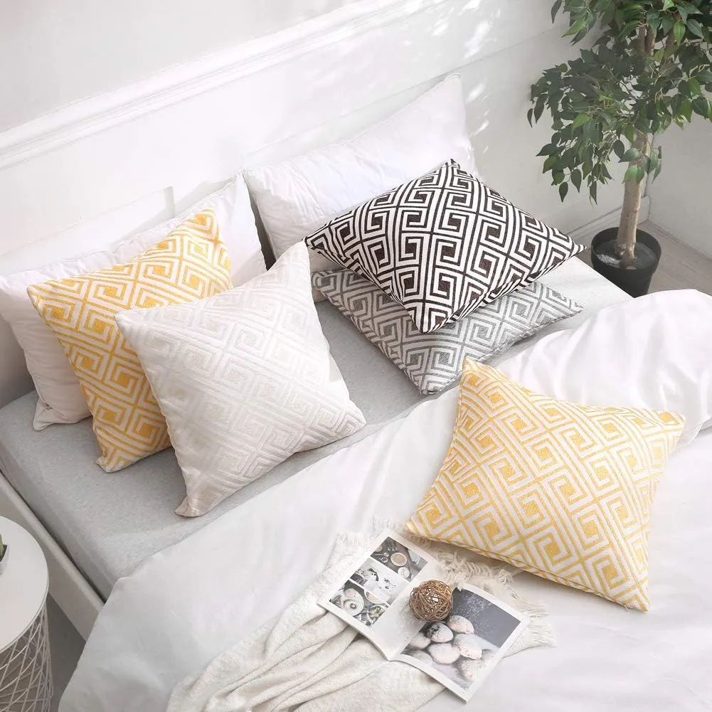 Decorative Throw Pillow Covers Cushion Covers for Couch Bedroom Car Throw Pillow Cases Protectors 100% Cotton Pack of 2 Square Home Decor Design Set Cushion Case