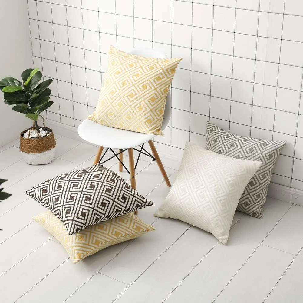 Decorative Throw Pillow Covers Cushion Covers for Couch Bedroom Car Throw Pillow Cases Protectors 100% Cotton Pack of 2 Square Home Decor Design Set Cushion Case