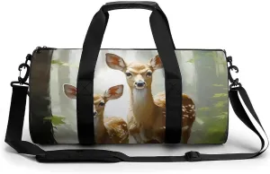 Deer Mama And Little Travel Duffel Bag Gym Bags Sports Tote Shoulder Weekender Handbag for Men Women