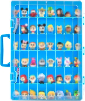 Display Case Compatible with Disney Doorables Collectible Mini Figures/ for MGA Entertainment Miniverse. Toys Storage Organizer Container for Multi Peek/ for Village Peek Characters (Box Only)--Blue