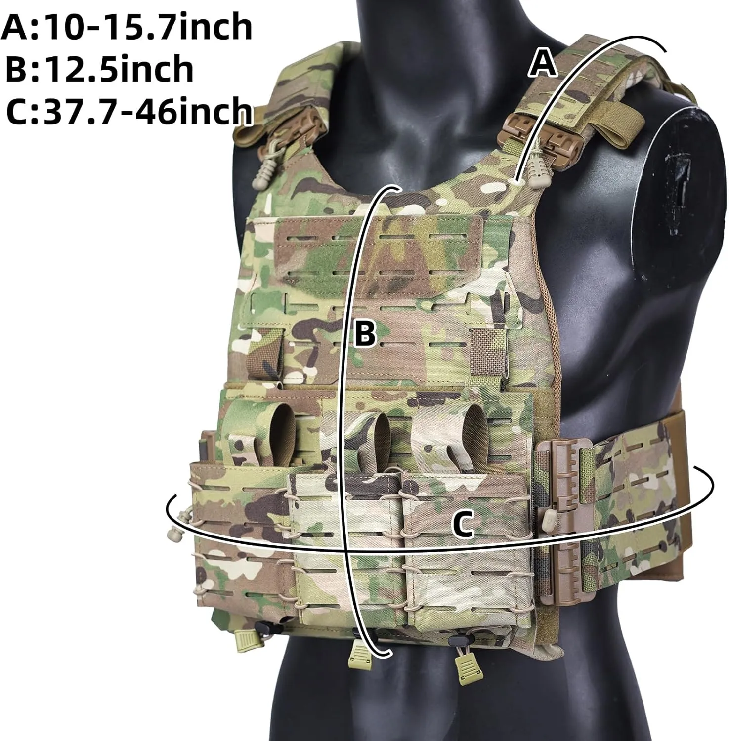 DMGEAR Plate Carrier Tactical Vest - Quick Release 500D Nylon Airsoft Vest, Laser-Cutting Modular Lightweight Vest