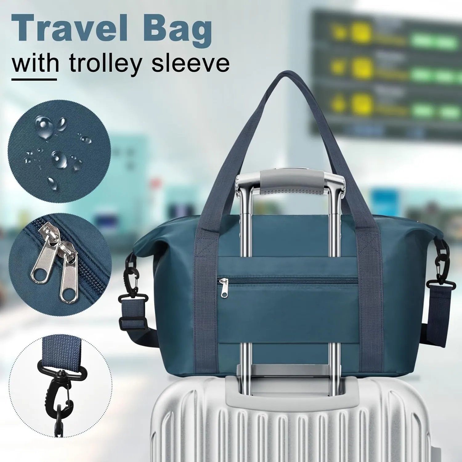 DMLuna Travel Duffel Bag, Tote Sports Gym Bag, Shoulder Overnight Weekender Bag for Women & Men, Hospital bag, Expandable Duffel Bag with Trolley Sleeve/Wet Pocket