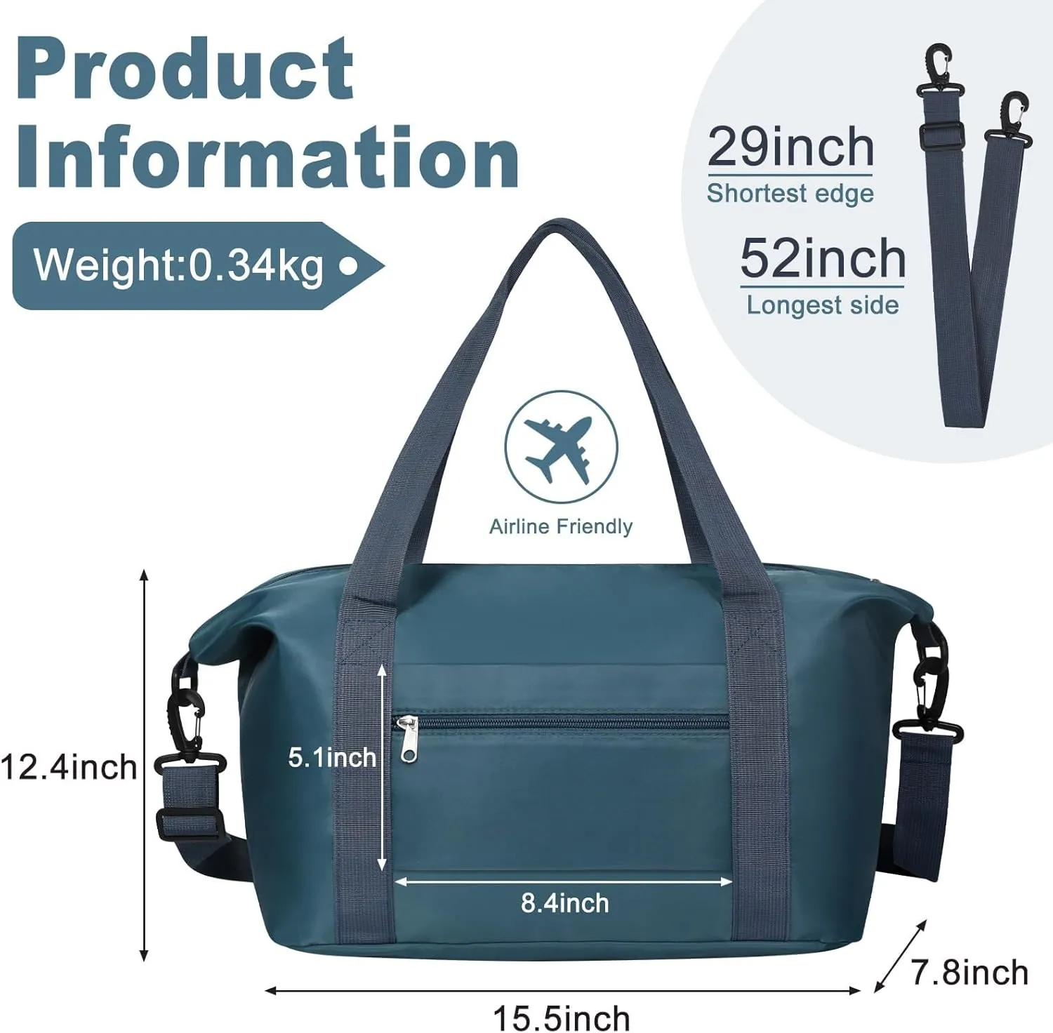 DMLuna Travel Duffel Bag, Tote Sports Gym Bag, Shoulder Overnight Weekender Bag for Women & Men, Hospital bag, Expandable Duffel Bag with Trolley Sleeve/Wet Pocket