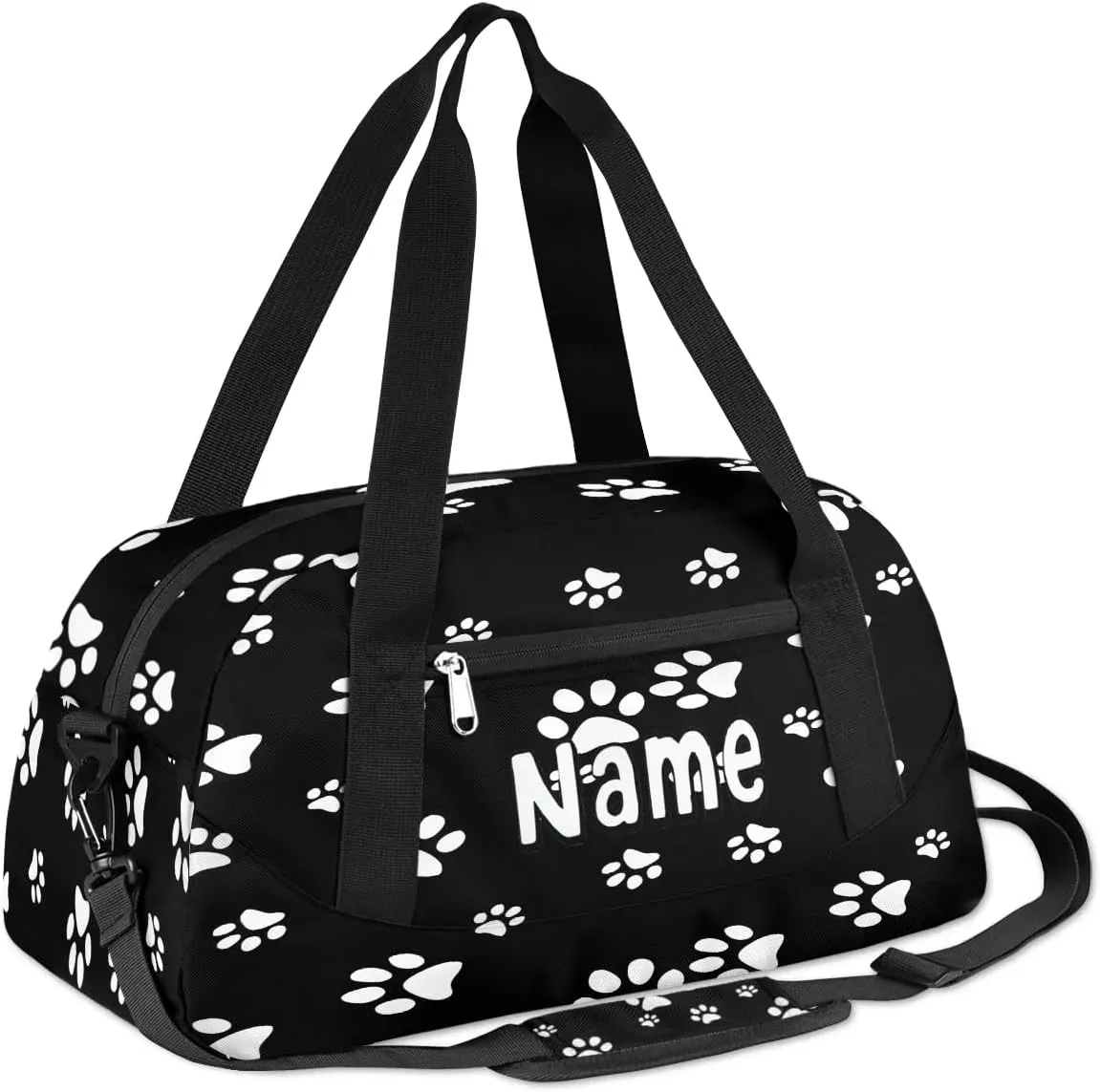 Dog Paw Footprints Travel Bag for Kids Little Boys Girls Teen Duffle Bag Boys Personalized Name Weekender Bag Mini Sport Gym Duffel Bag Girls Sleepover Bag Overnight Duffle