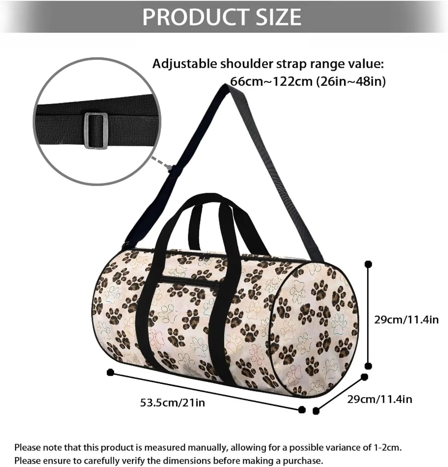 Dog Paw Print Duffle Bag Carry On Tote Bags for Women Hospital Bag for Labor and Delivery Travel Duffle Bag for Men Lightweight Weekender Overnight Tote Bag