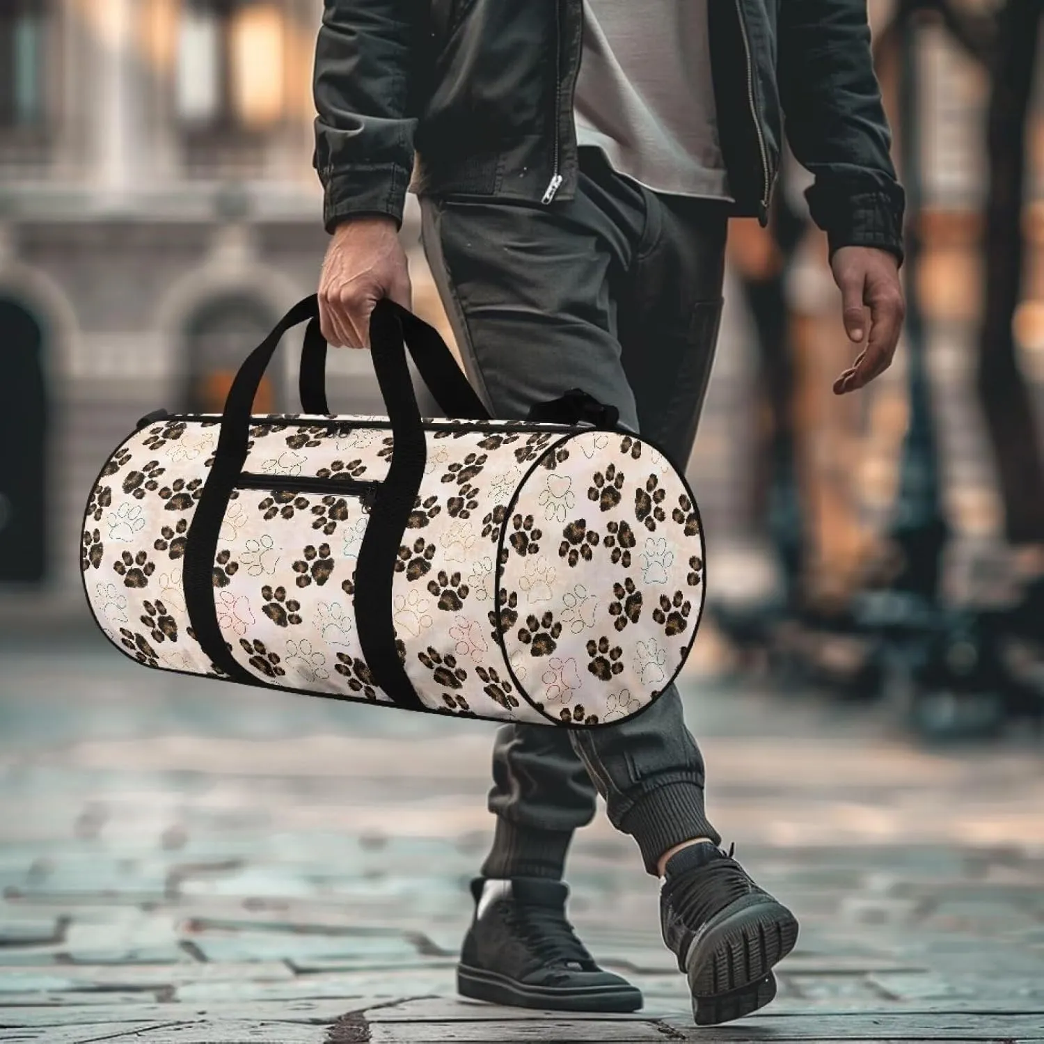 Dog Paw Print Duffle Bag Carry On Tote Bags for Women Hospital Bag for Labor and Delivery Travel Duffle Bag for Men Lightweight Weekender Overnight Tote Bag