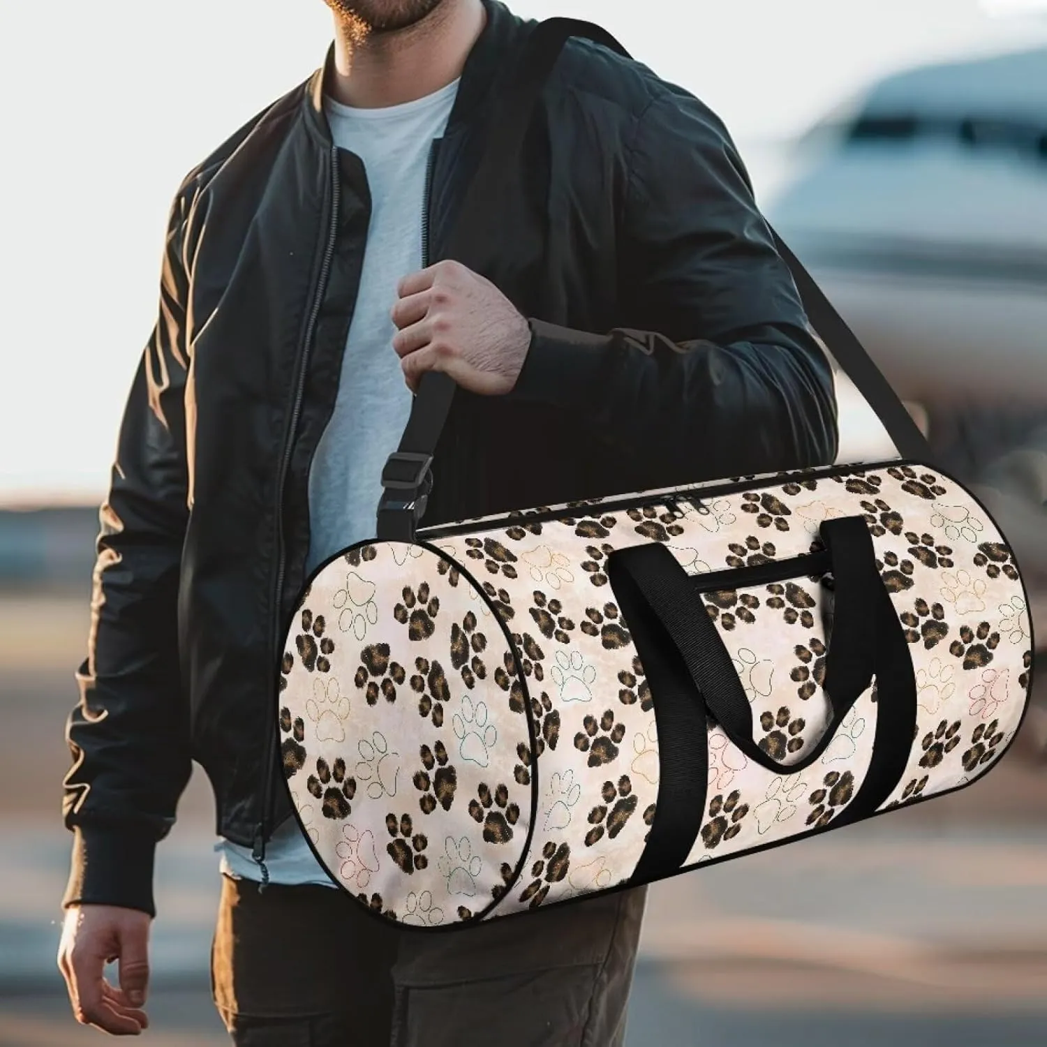 Dog Paw Print Duffle Bag Carry On Tote Bags for Women Hospital Bag for Labor and Delivery Travel Duffle Bag for Men Lightweight Weekender Overnight Tote Bag